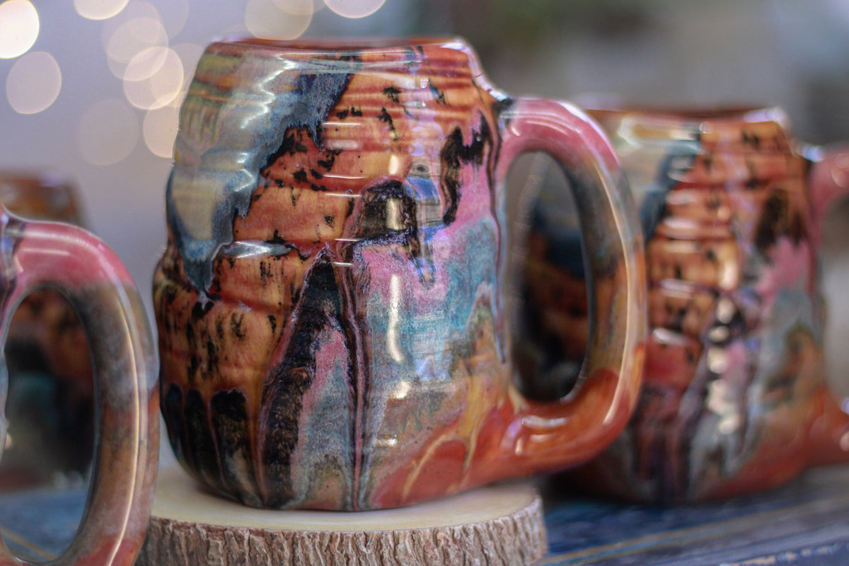 04-B Amber 'FLOW' Variation Textured DAD Mug - MINOR MISFIT, 18 oz. - 10% off (This listing is for one mug)