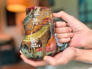 01-E Olive 'FLOW' Textured Divot Mug, 22 oz. (This listing is for one mug)