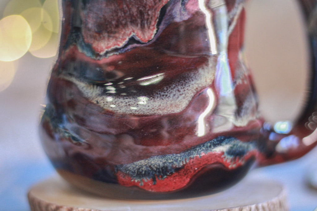 04-D Scarlet Grotto Variation Barely Flared Textured Divot Mug - TOP SHELF MISFIT, 22 oz.