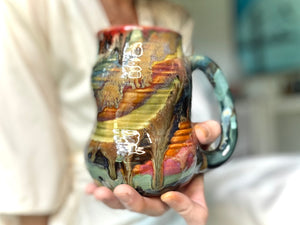 01-E Olive 'FLOW' Textured Divot Mug, 22 oz. (This listing is for one mug)