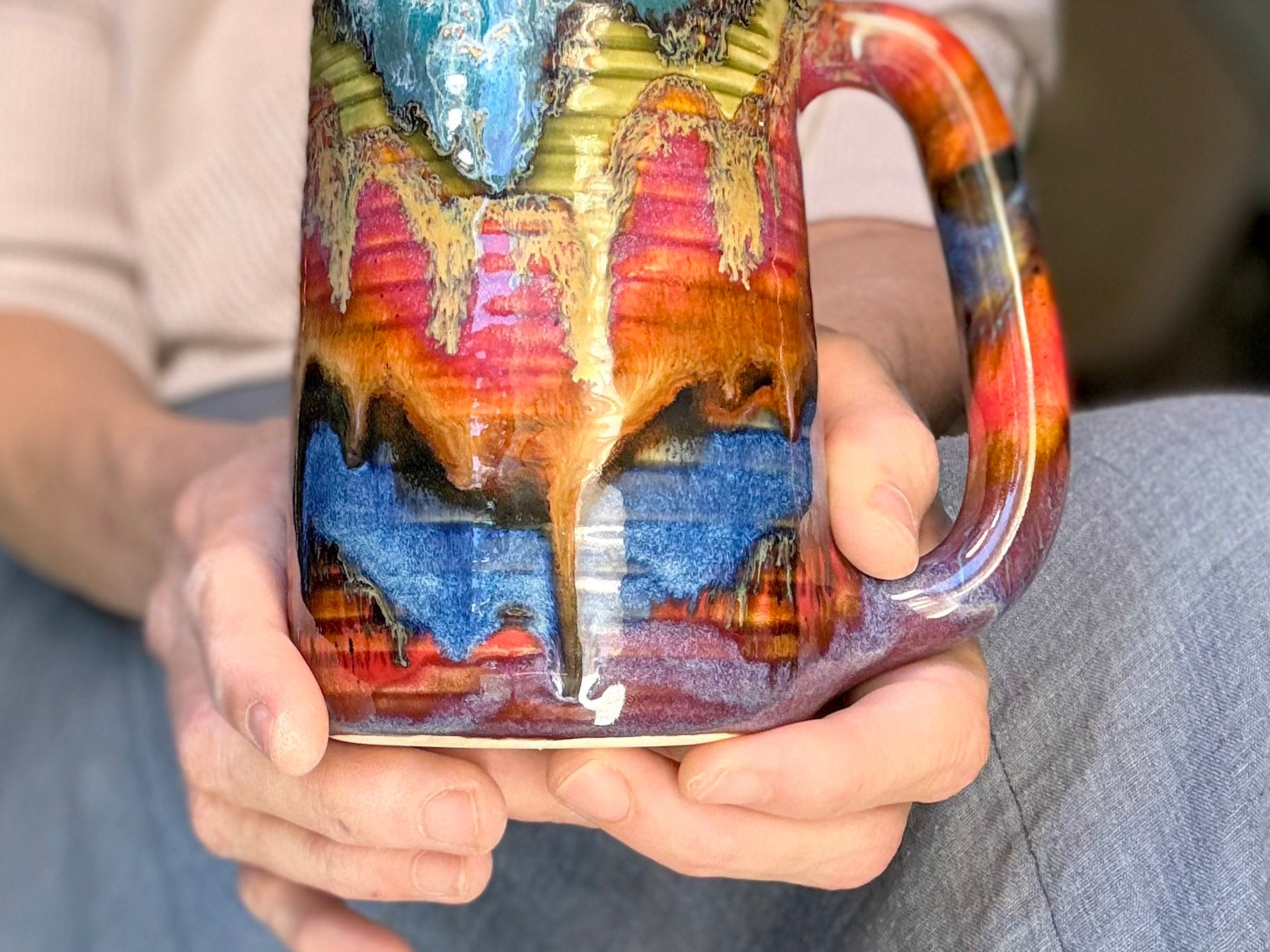 05-B Rainbow Valley Textured Stein Mug, 22 oz.