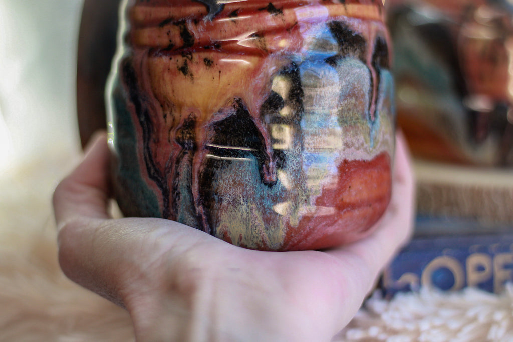 04-B Amber 'FLOW' Variation Textured DAD Mug - MINOR MISFIT, 18 oz. - 10% off (This listing is for one mug)