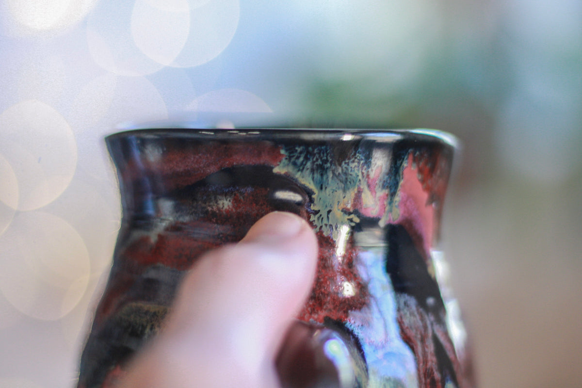 04-D Scarlet Grotto Variation Barely Flared Textured Divot Mug - TOP SHELF MISFIT, 22 oz.