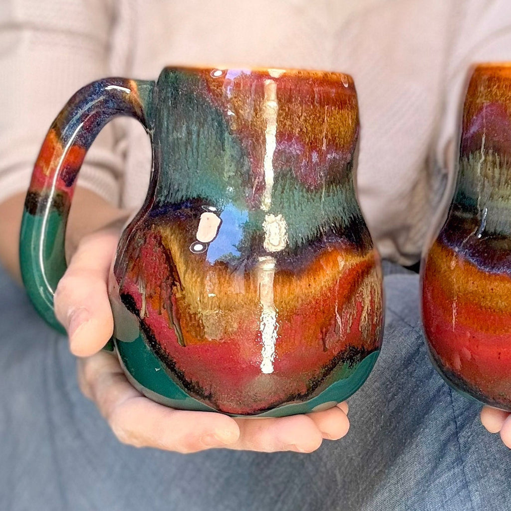 06-D Rainbow Strata Mid Mod Mug, 20 oz. (This listing is for one mug)