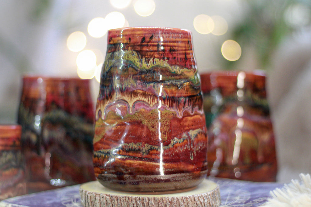 05-B Earthy 'FLOW' Textured Divot Cups - TOP SHELF, 18 oz. (This listing is for one cup)