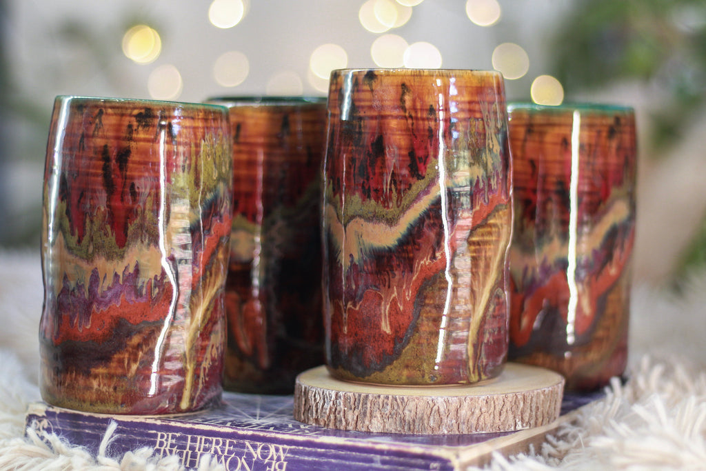 05-C Amber 'FLOW' Variation PROTOTYPE Textured Cups, 14 oz. (This listing is for one cup)