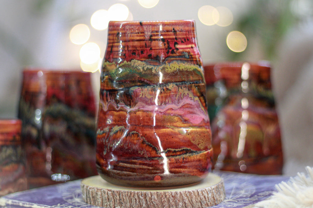 05-B Earthy 'FLOW' Textured Divot Cups - TOP SHELF, 18 oz. (This listing is for one cup)