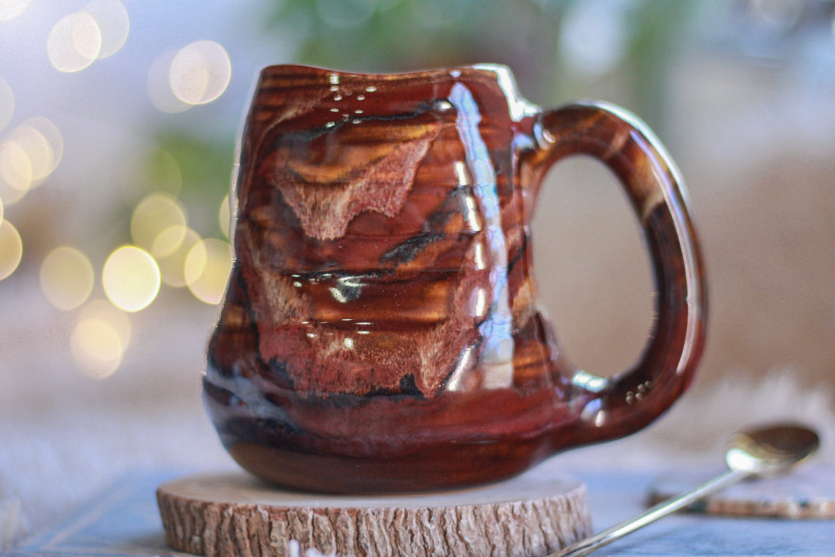 05-D Cinnamon Grotto Textured Divot Mug, 17 oz.