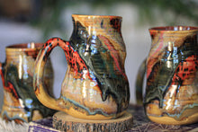 Load image into Gallery viewer, 05-E Amber &#39;FLOW&#39; Barely Flared Textured Divot Mug, 19 oz. (This listing is for one mug)