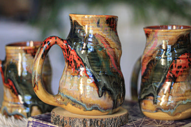 05-E Amber 'FLOW' Barely Flared Textured Divot Mug, 19 oz. (This listing is for one mug)
