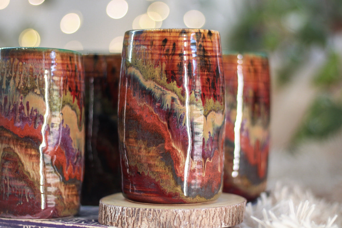 05-C Amber 'FLOW' Variation PROTOTYPE Textured Cups, 14 oz. (This listing is for one cup)