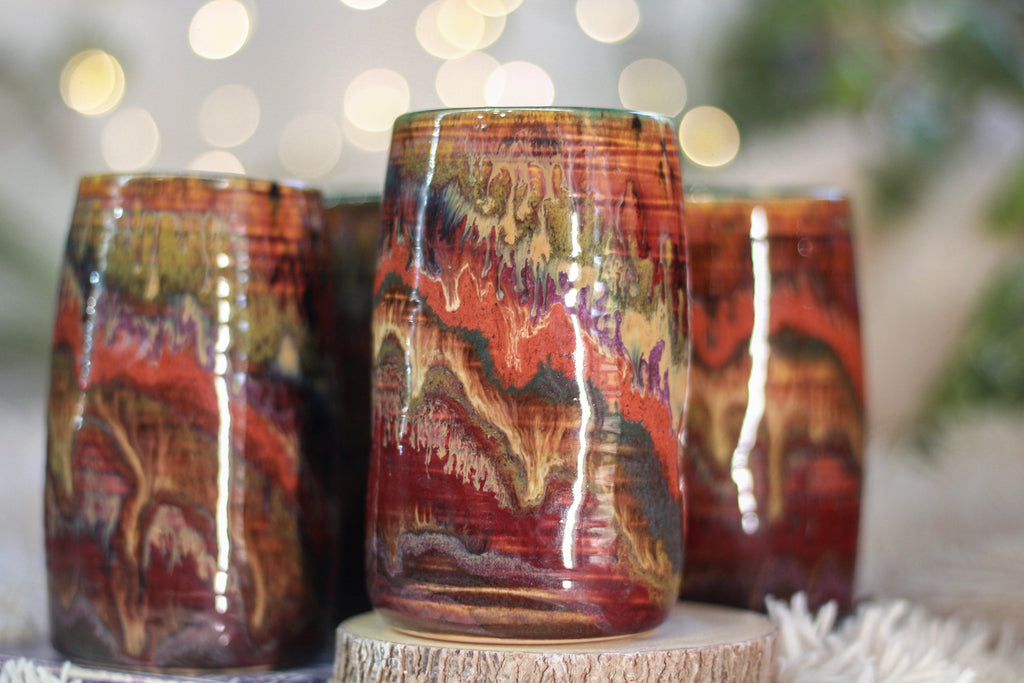 05-C Amber 'FLOW' Variation PROTOTYPE Textured Cups, 14 oz. (This listing is for one cup)