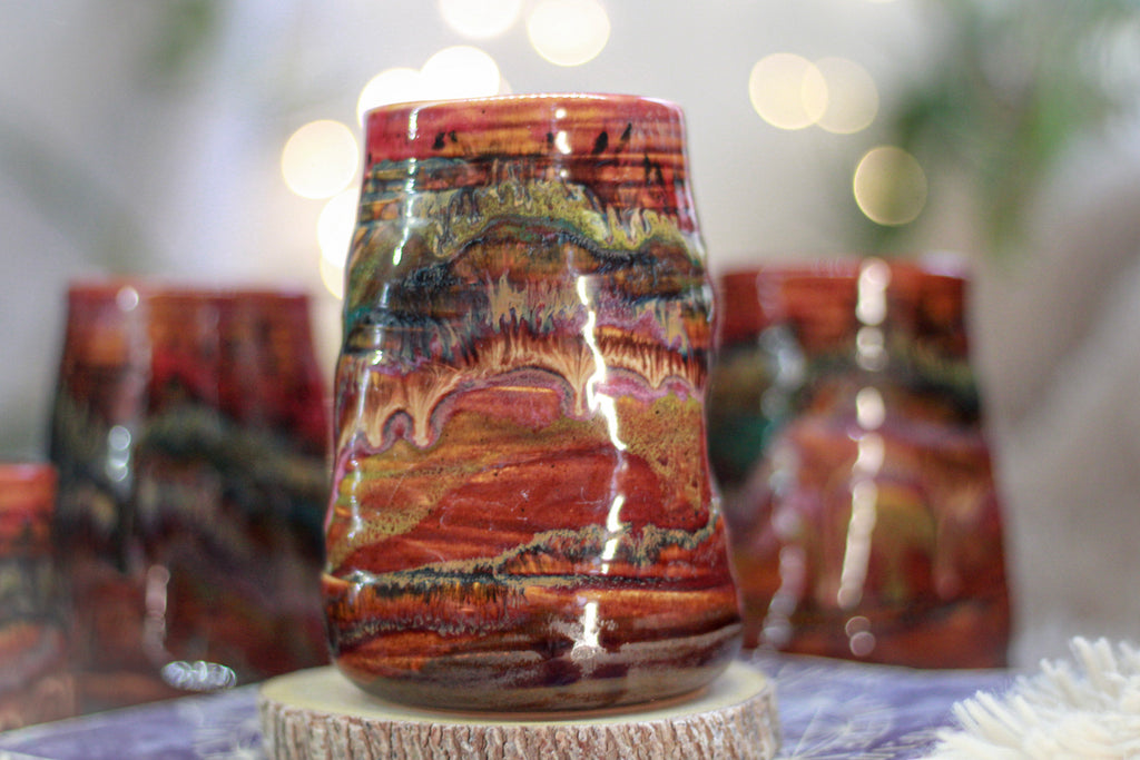 05-B Earthy 'FLOW' Textured Divot Cups - TOP SHELF, 18 oz. (This listing is for one cup)