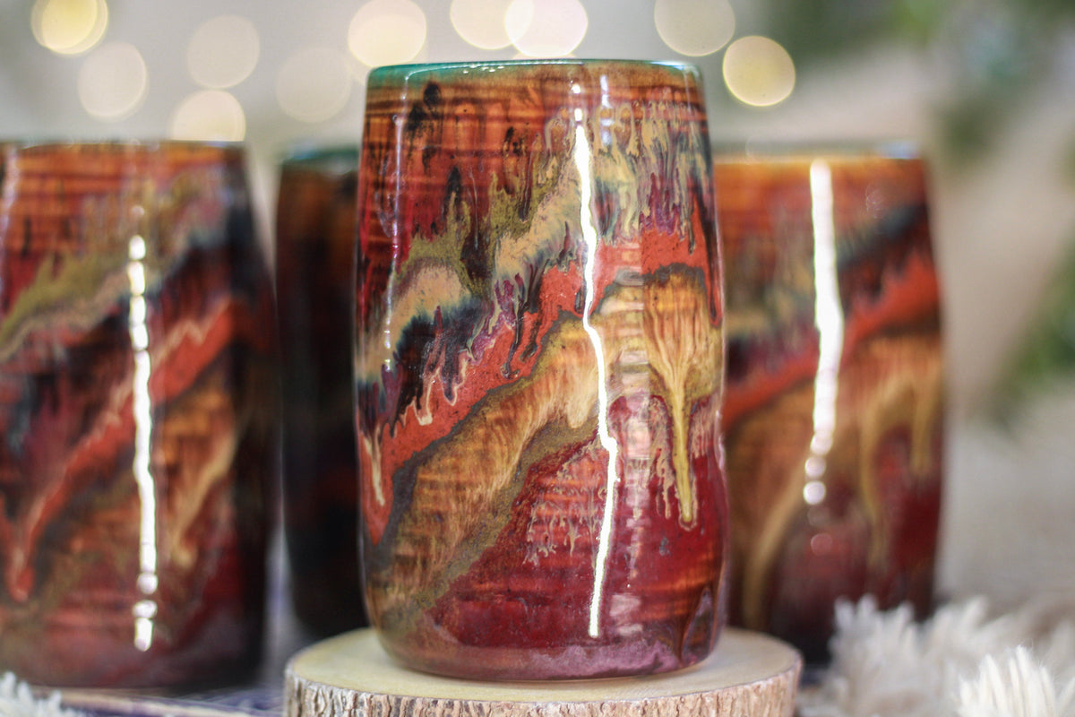 05-C Amber 'FLOW' Variation PROTOTYPE Textured Cups, 14 oz. (This listing is for one cup)