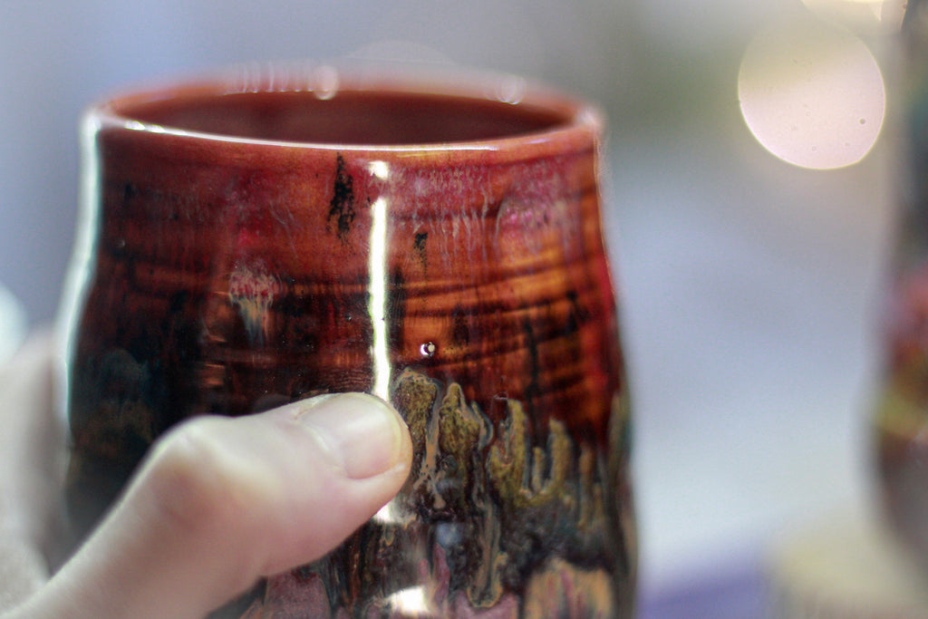 05-B Earthy 'FLOW' Textured Divot Cups - TOP SHELF, 18 oz. (This listing is for one cup)