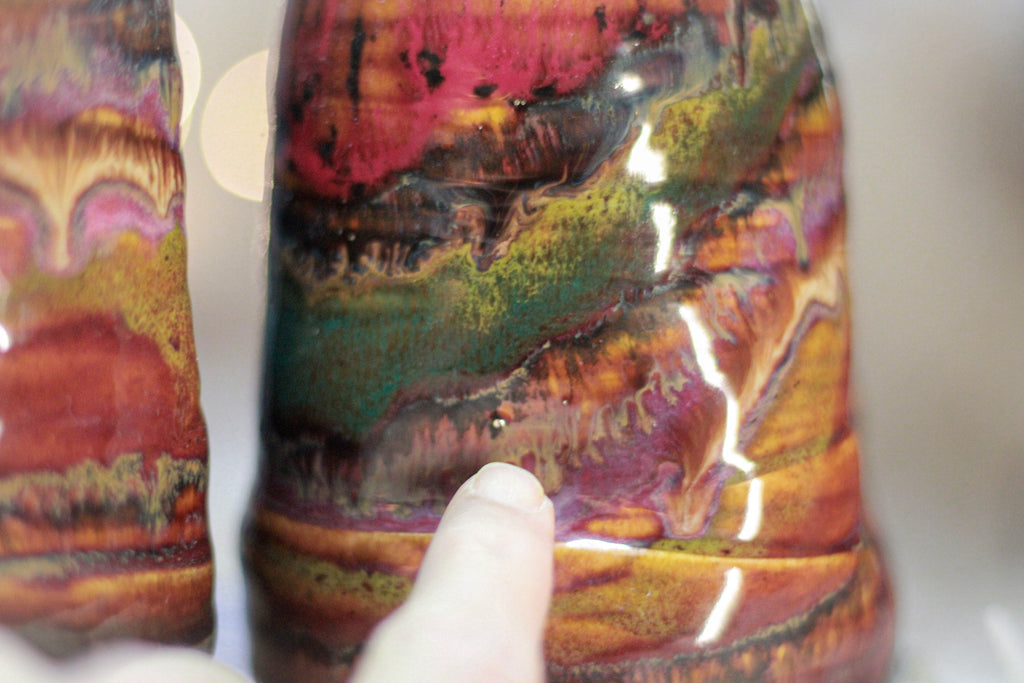 05-B Earthy 'FLOW' Textured Divot Cups - TOP SHELF, 18 oz. (This listing is for one cup)