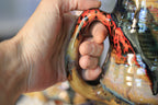 05-E Amber 'FLOW' Barely Flared Textured Divot Mug, 19 oz. (This listing is for one mug)