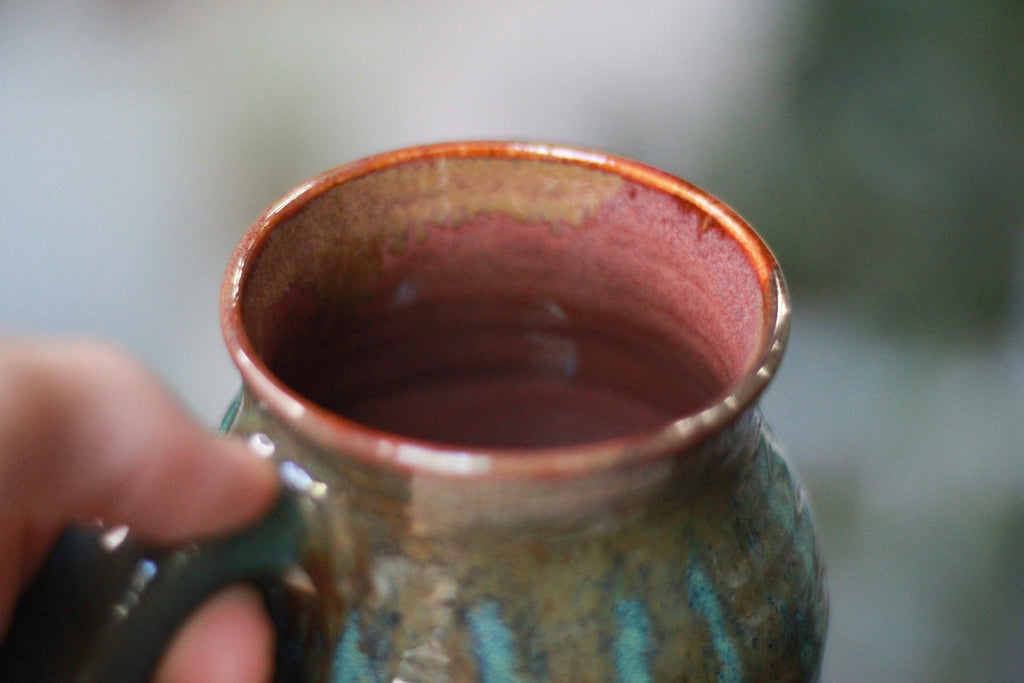 03-F Olive PROTOTYPE Barely Flared Textured Divot Mug - TOP SHELF, 18 oz.