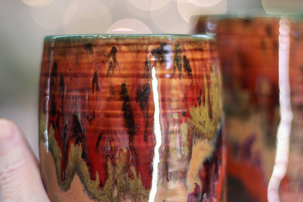 05-C Amber 'FLOW' Variation PROTOTYPE Textured Cups, 14 oz. (This listing is for one cup)