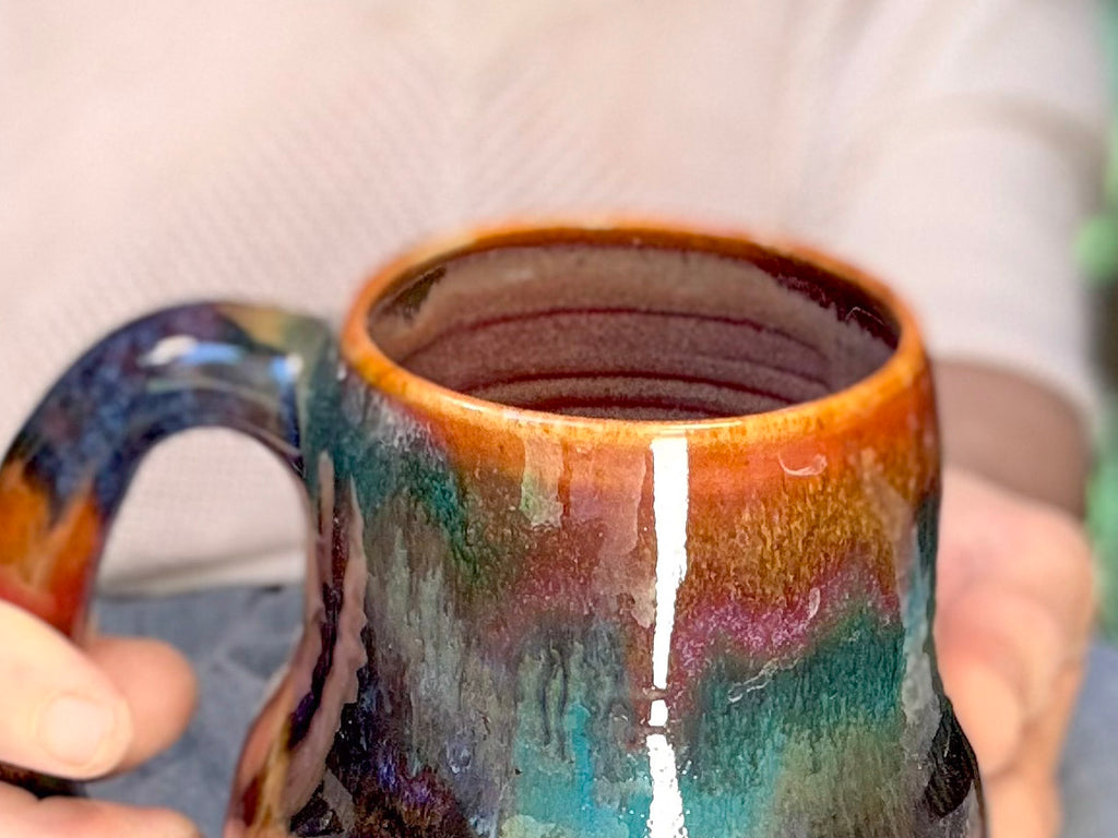 06-D Rainbow Strata Mid Mod Mug, 20 oz. (This listing is for one mug)