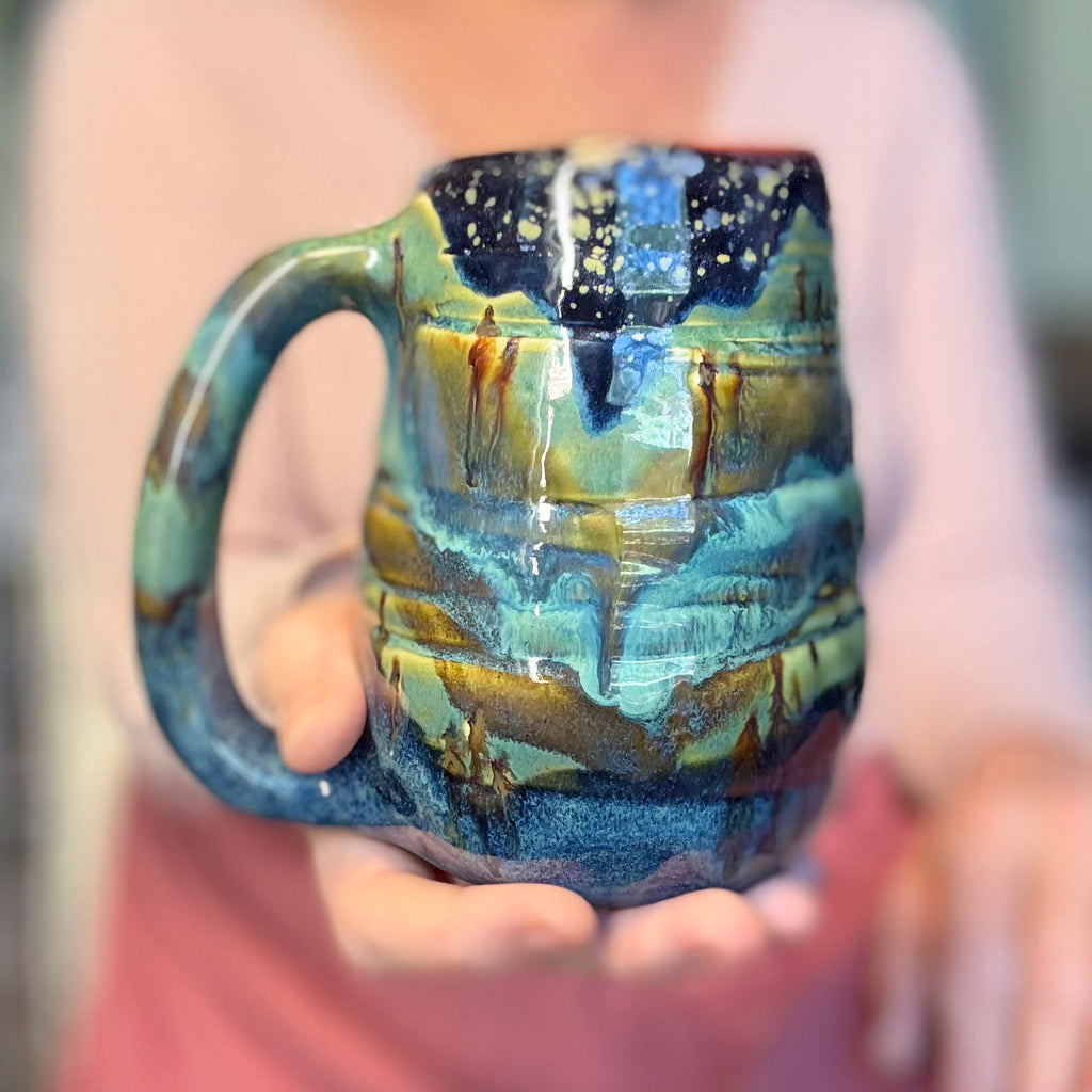 06-C Misty Mountain Midnight Notched Swirly Mug, 20 oz.