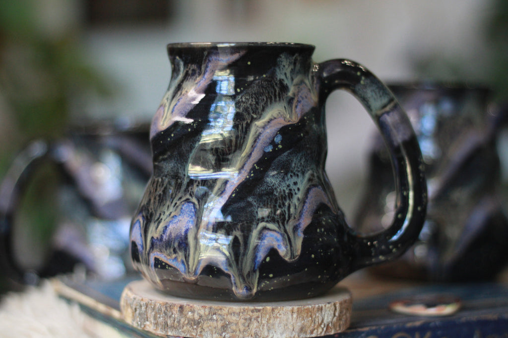 04-E Cosmic Amethyst Grotto Barely Flared Textured Mug, 18 oz. (This listing is for one mug)