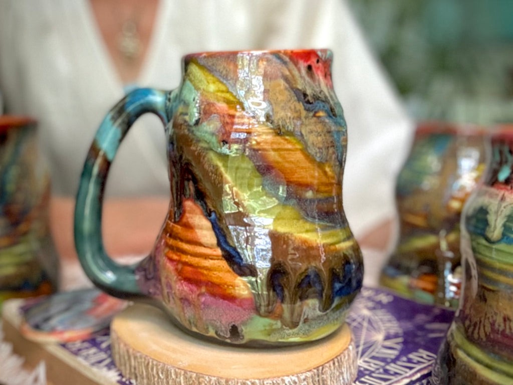 01-E Olive 'FLOW' Textured Divot Mug, 22 oz. (This listing is for one mug)