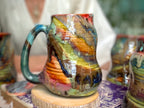 01-E Olive 'FLOW' Textured Divot Mug, 22 oz. (This listing is for one mug)