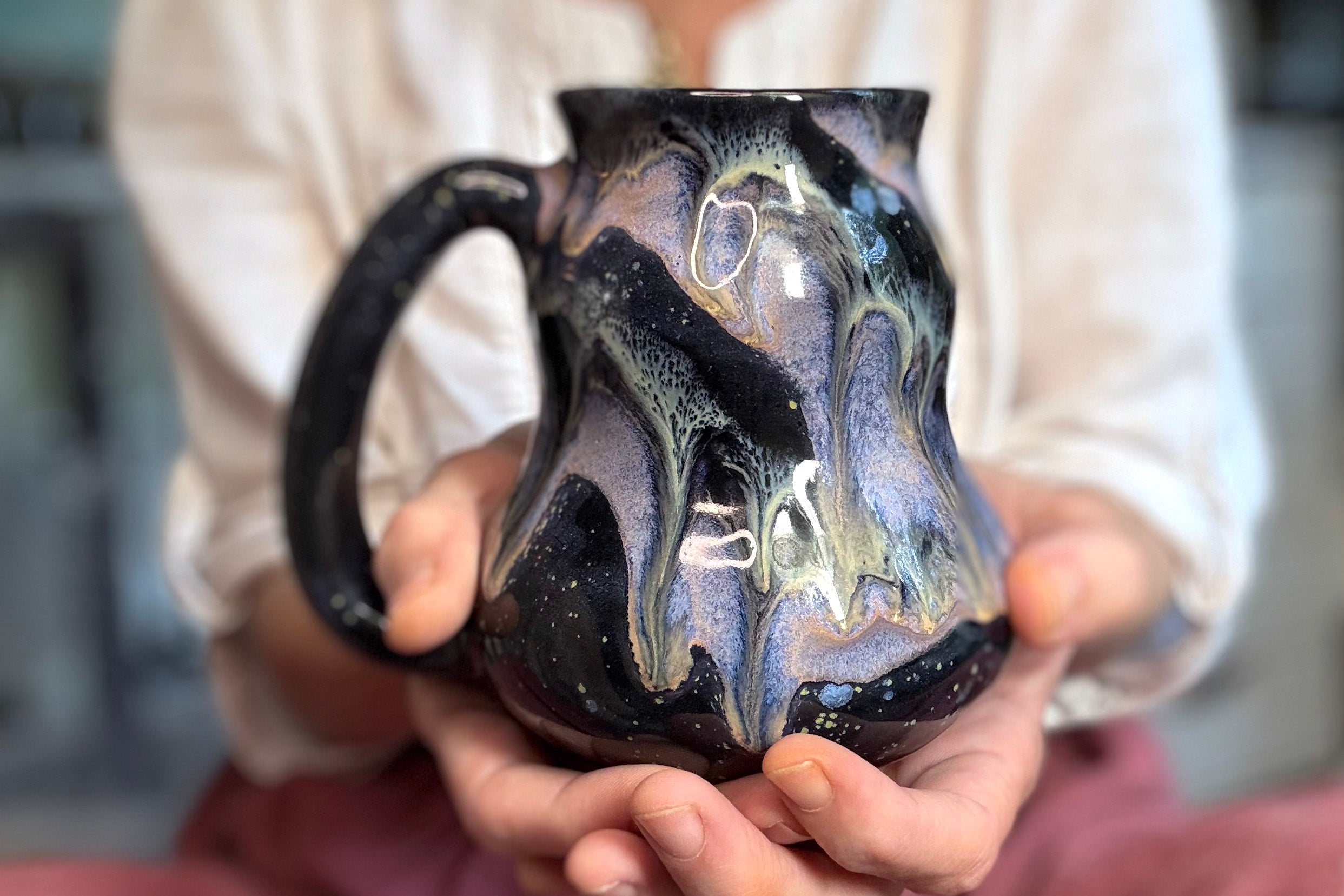 02-C Cosmic Amethyst Grotto Barely Flared Curvy Mug - TOP SHELF, 18 oz.