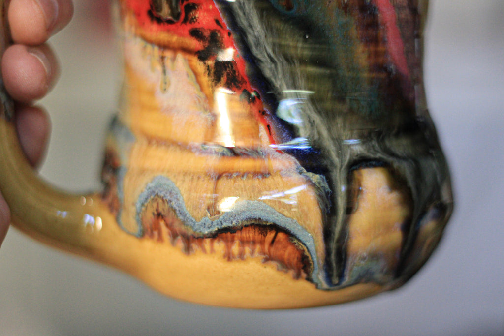 05-E Amber 'FLOW' Barely Flared Textured Divot Mug, 19 oz. (This listing is for one mug)