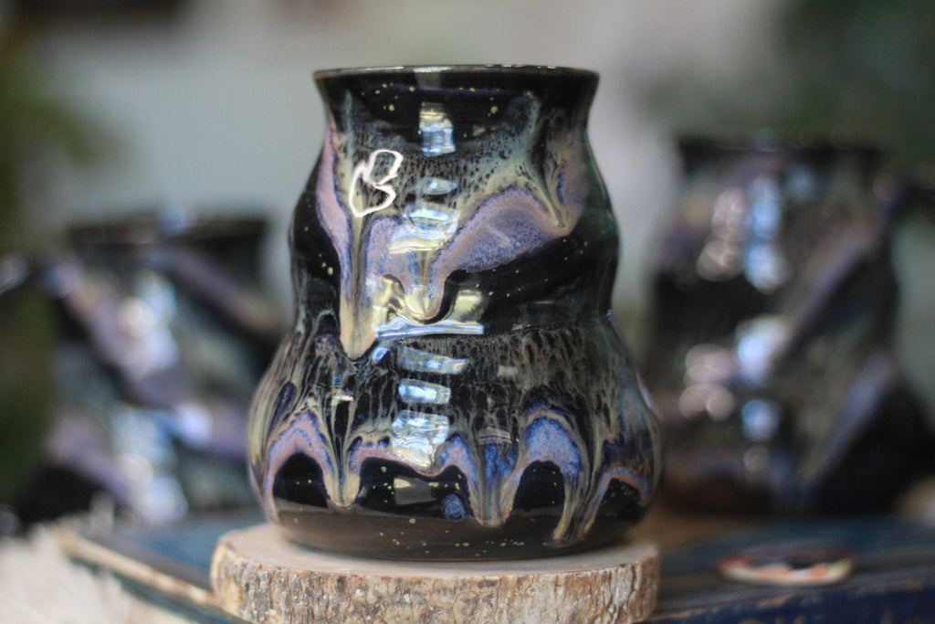 04-E Cosmic Amethyst Grotto Barely Flared Textured Mug, 18 oz. (This listing is for one mug)