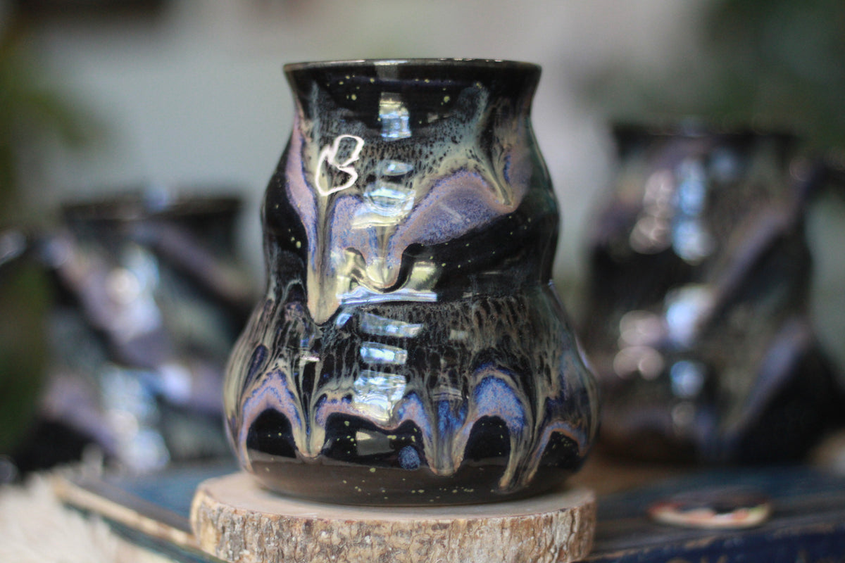 04-E Cosmic Amethyst Grotto Barely Flared Textured Mug, 18 oz. (This listing is for one mug)