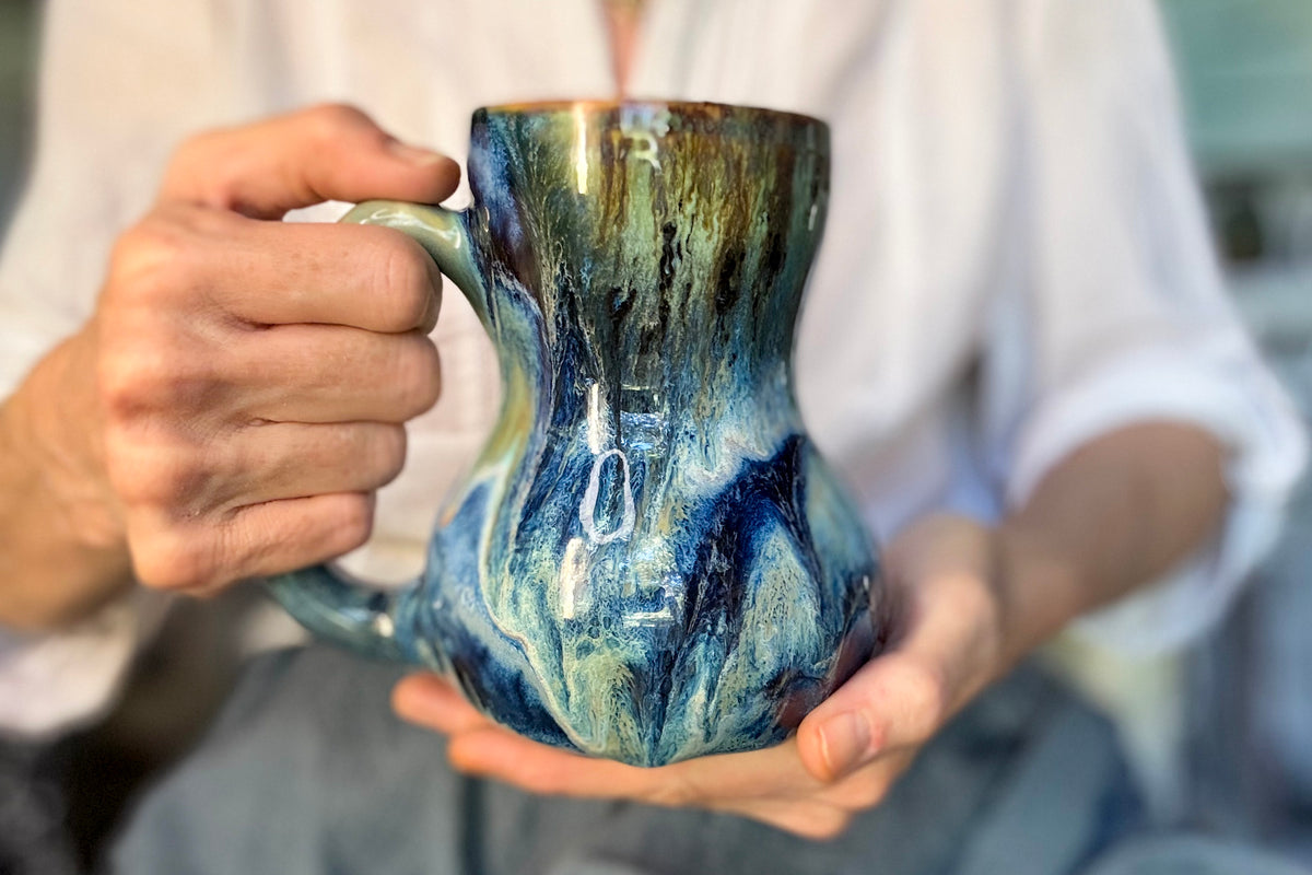 12-E Blue 'FLOW' EXPERIMENT Mug, 17 oz.