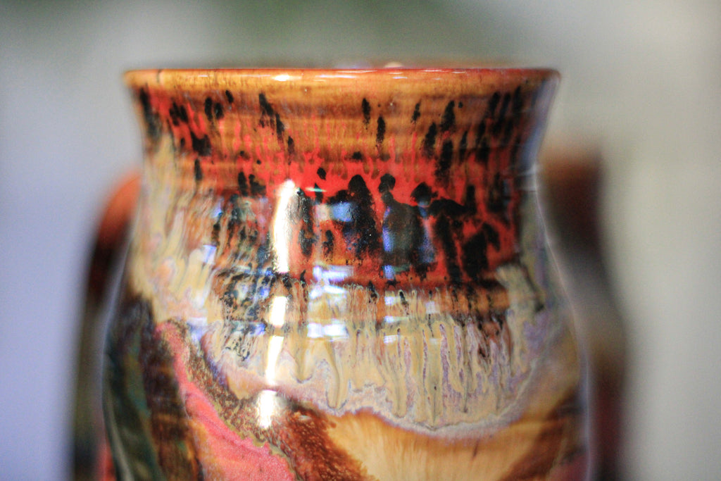 05-E Amber 'FLOW' Barely Flared Textured Divot Mug, 19 oz. (This listing is for one mug)