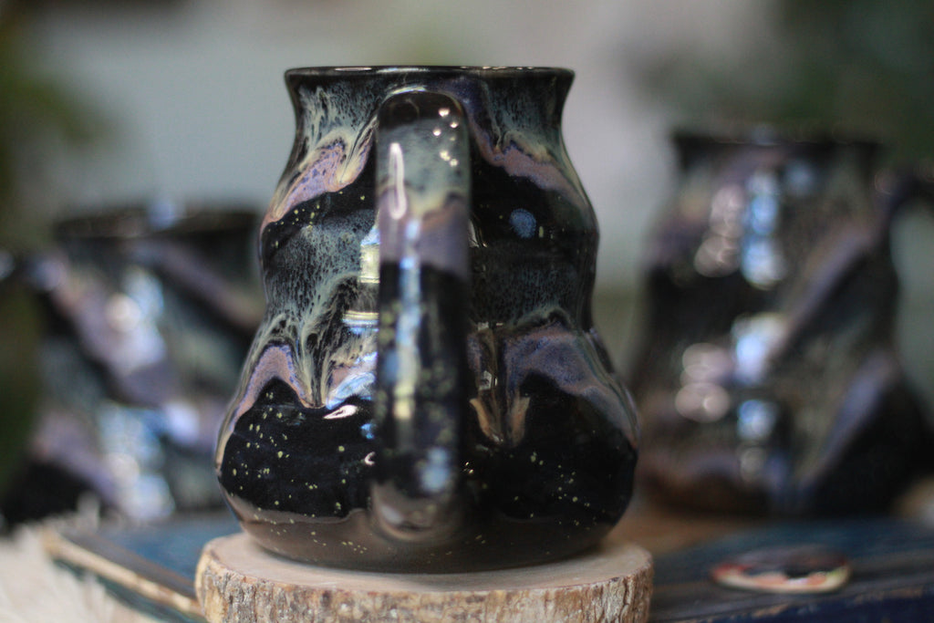 04-E Cosmic Amethyst Grotto Barely Flared Textured Mug, 18 oz. (This listing is for one mug)