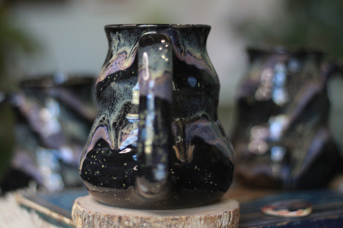 04-E Cosmic Amethyst Grotto Barely Flared Textured Mug, 18 oz. (This listing is for one mug)