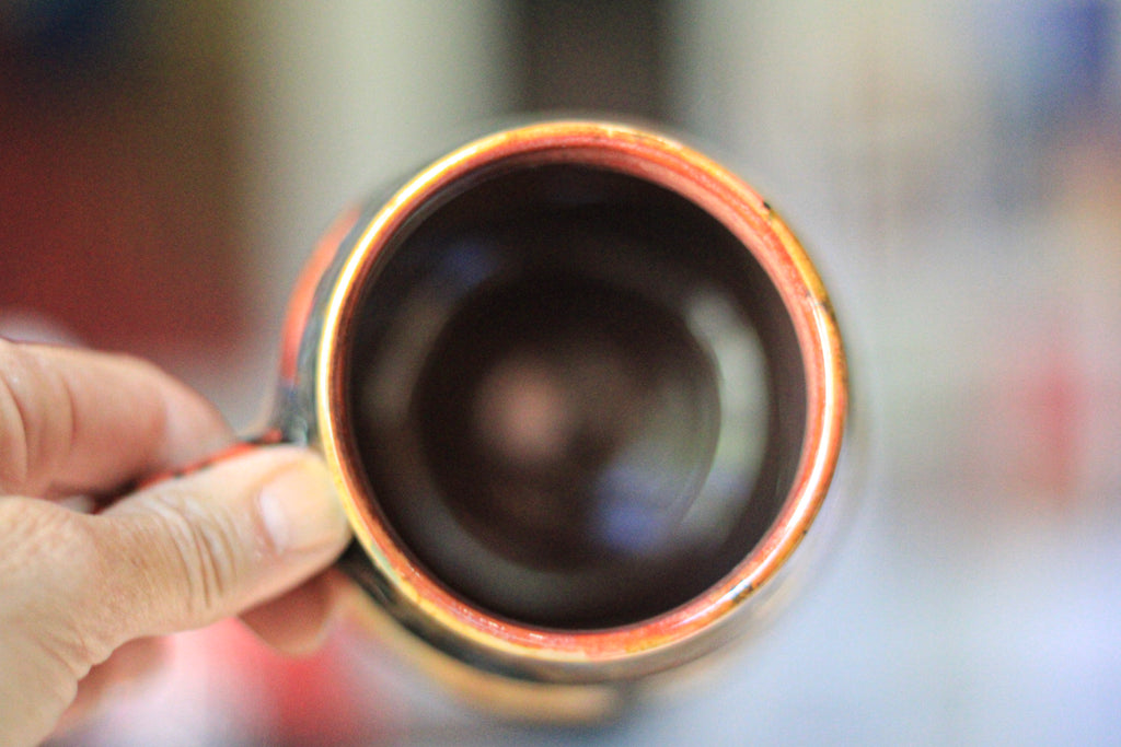 05-E Amber 'FLOW' Barely Flared Textured Divot Mug, 19 oz. (This listing is for one mug)