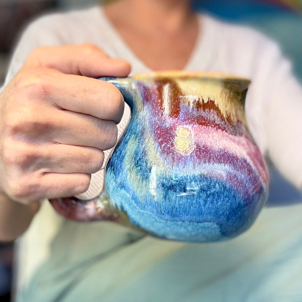 06-C Wispy Rainbow Flared Mug, 18 oz.