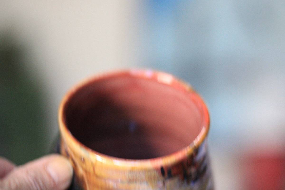 05-E Amber 'FLOW' Barely Flared Textured Divot Mug, 19 oz. (This listing is for one mug)