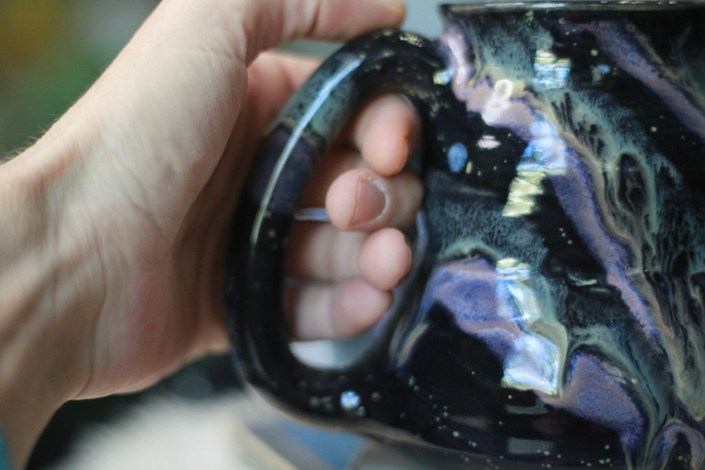 04-E Cosmic Amethyst Grotto Barely Flared Textured Mug, 18 oz. (This listing is for one mug)