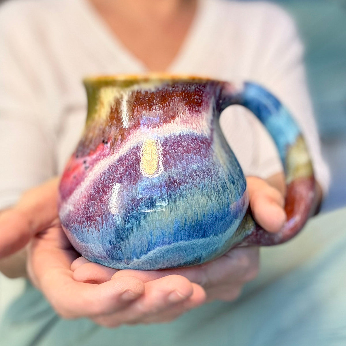 06-C Wispy Rainbow Flared Mug, 18 oz.
