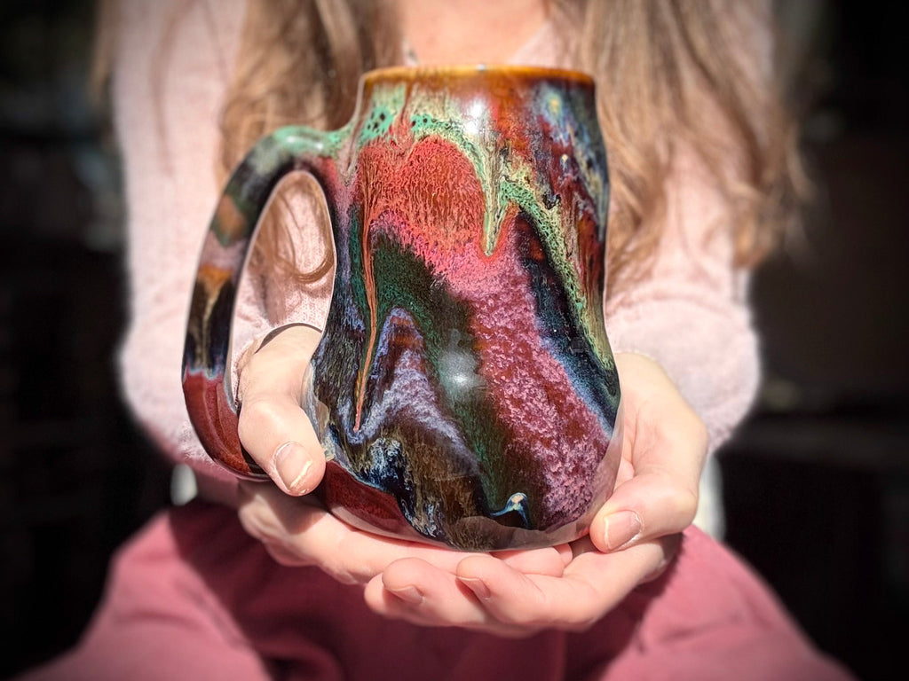 08-C Earthy Rainbow Grotto Curvy Mug - TOP SHELF, 24 oz.