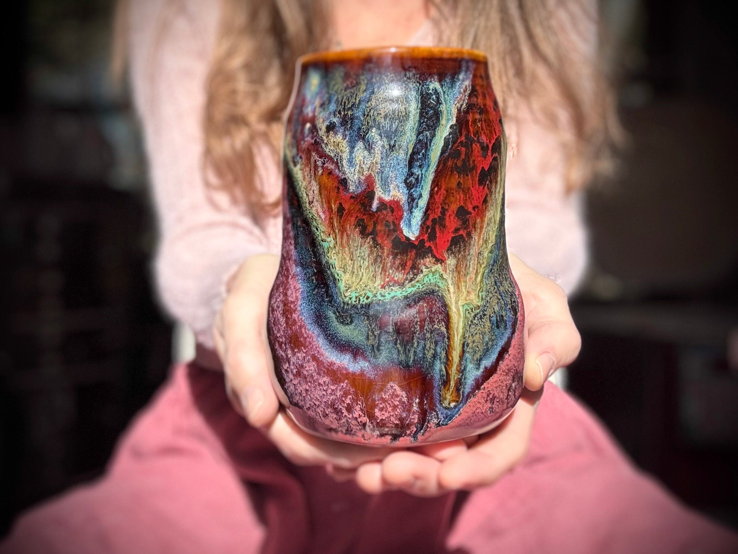 08-C Earthy Rainbow Grotto Curvy Mug - TOP SHELF, 24 oz.