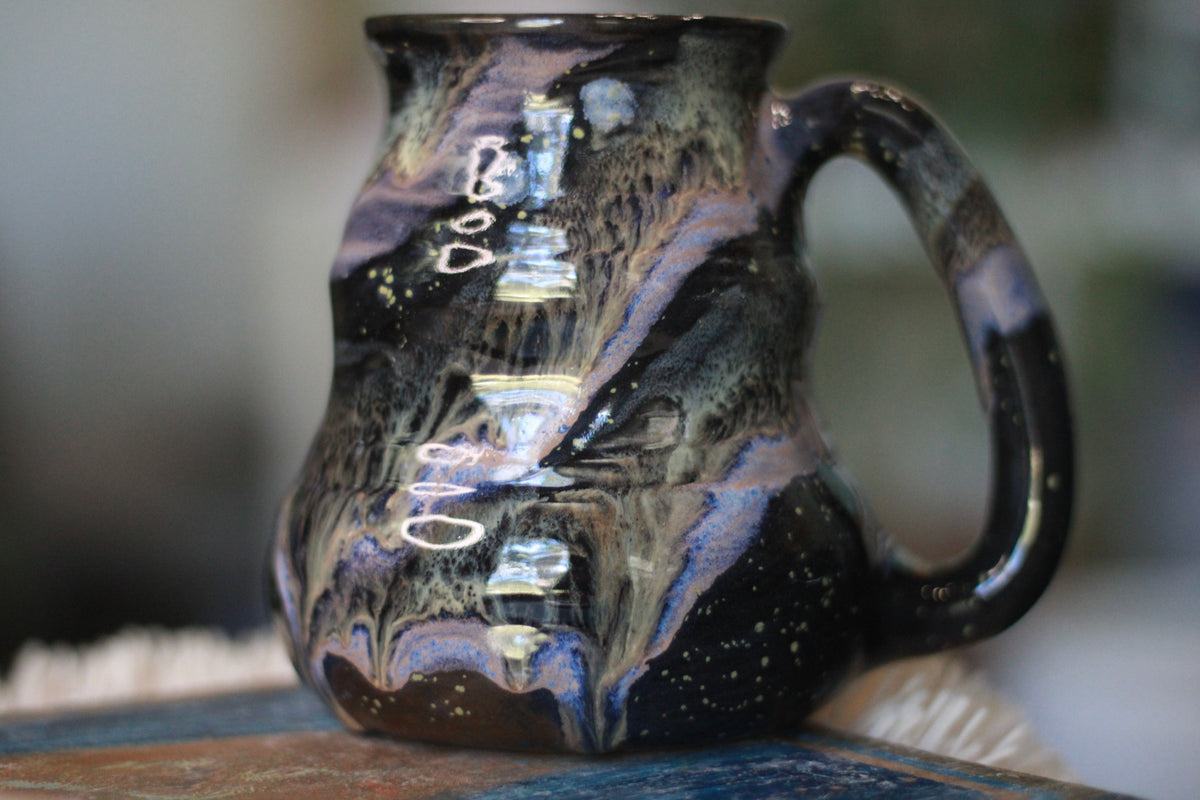 04-E Cosmic Amethyst Grotto Barely Flared Textured Mug, 18 oz. (This listing is for one mug)