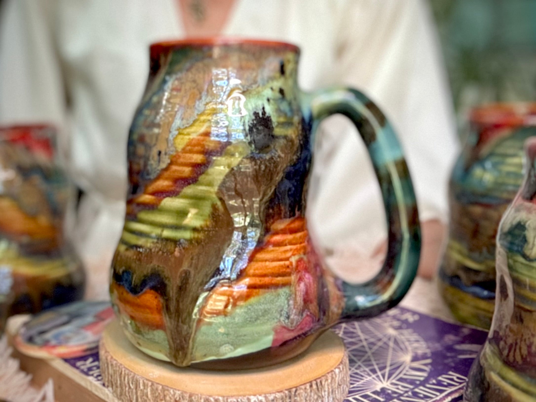 01-E Olive 'FLOW' Textured Divot Mug, 22 oz. (This listing is for one mug)