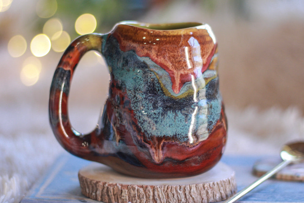 06-D Earthy Rainbow Grotto Textured Divot Mug, 16 oz.