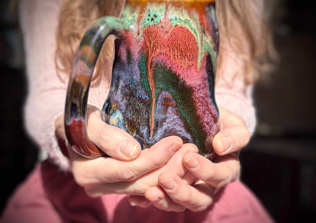 08-C Earthy Rainbow Grotto Curvy Mug - TOP SHELF, 24 oz.