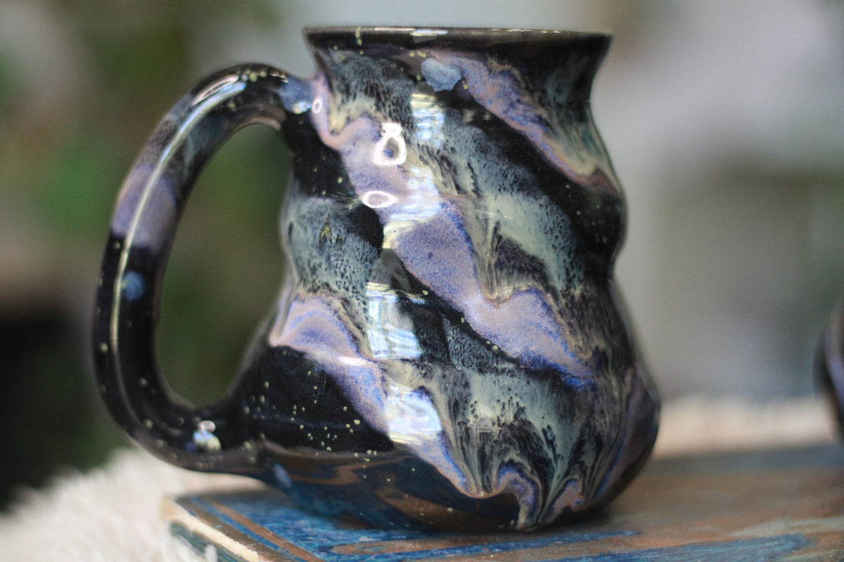 04-E Cosmic Amethyst Grotto Barely Flared Textured Mug, 18 oz. (This listing is for one mug)