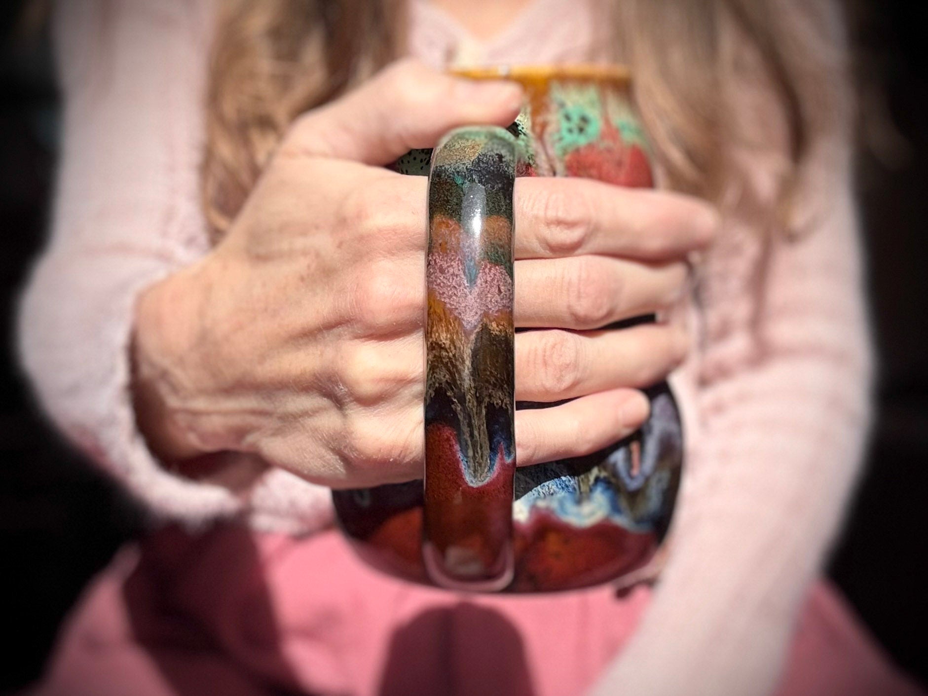 08-C Earthy Rainbow Grotto Curvy Mug - TOP SHELF, 24 oz.