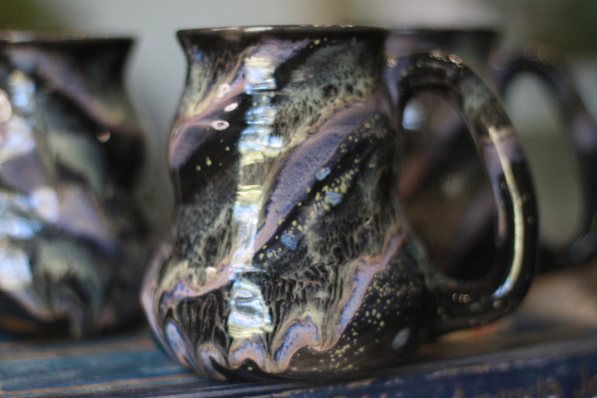 04-E Cosmic Amethyst Grotto Barely Flared Textured Mug, 18 oz. (This listing is for one mug)